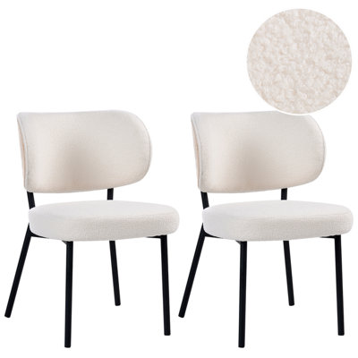 B&Q -  Set Of 2 Dining Chairs Wonder Boucle Off-White