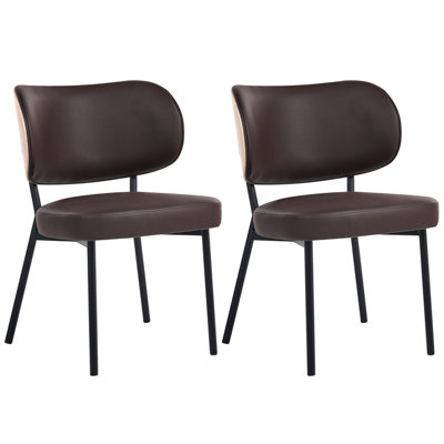 B&Q -  Set Of 2 Dining Chairs Wonder Faux Leather Dark Brown