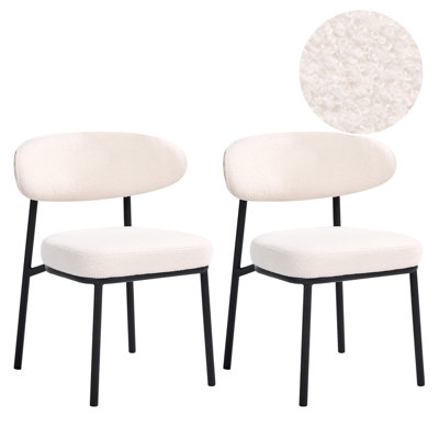 B&Q -  Set Of 2 Dining Chairs Winton Boucle Off-White