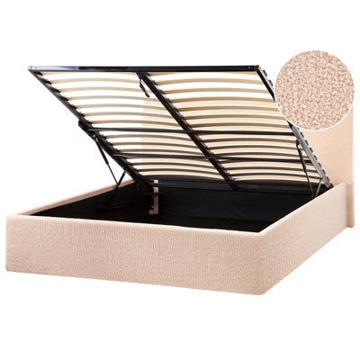 Beliani Ottoman Bed Orbey Boucle Beige 120 X 200 Cm (Eu Small Double) from B&Q