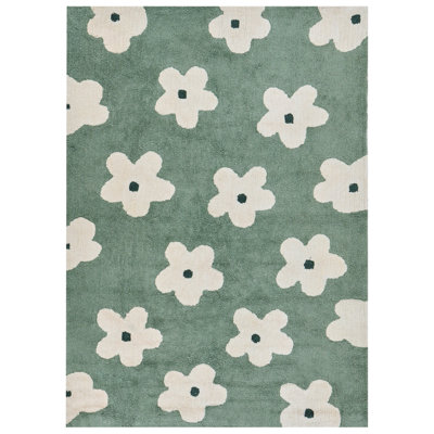 B&Q -  Kids Rug Mokhva Green 160 X 230 Cm Cotton