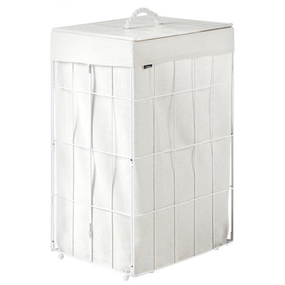 Beliani Laundry Basket With Lid Apoteri Metal White 72 L from B&Q