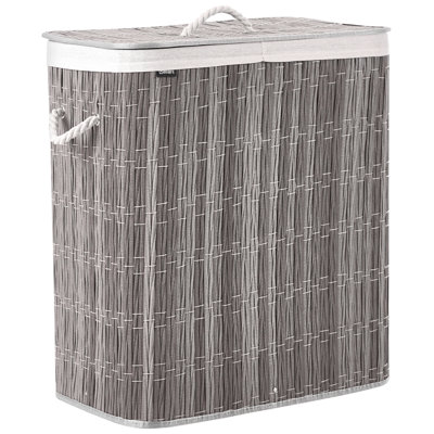 Beliani Laundry Basket With Lid Arraias Fabric Grey 100 L from B&Q