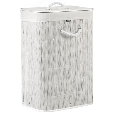 Beliani Laundry Basket With Lid Trancura Fabric White 72 L from B&Q