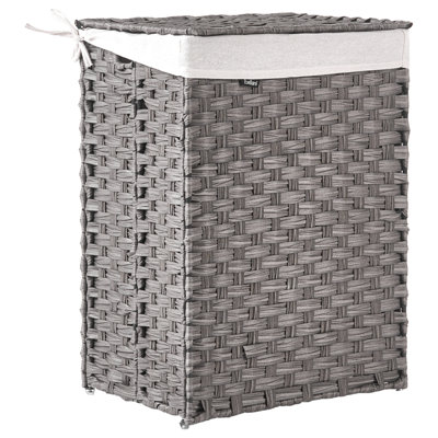 Beliani Laundry Basket With Lid Mucubaji Fabric Grey 83 L from B&Q