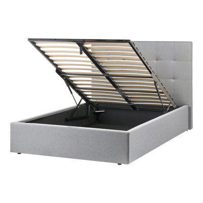 Beliani Ottoman Bed Lorient Fabric Grey 120 X 200 Cm (Eu Small Double) from B&Q