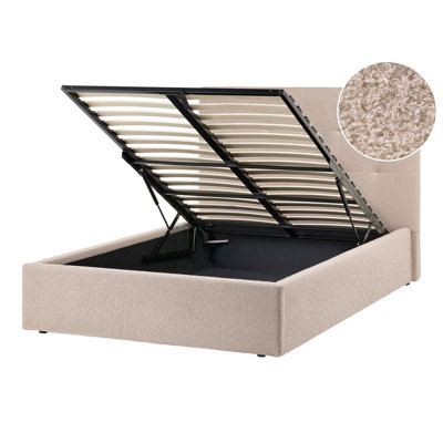Beliani Ottoman Bed Lorient Boucle Beige 120 X 200 Cm (Eu Small Double) from B&Q