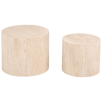 Beliani Set Of 2 Coffee Tables Manti Travertine Effect from B&Q