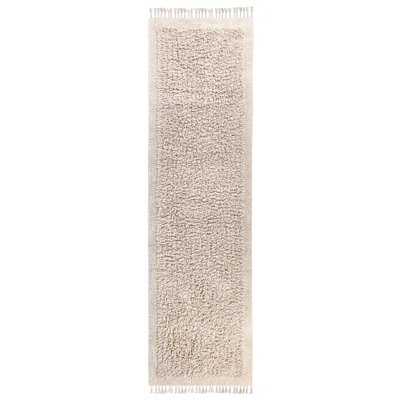 B&Q -  Rug Bitlis Light Beige 80 X 300 Cm Cotton