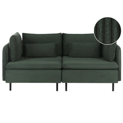 Beliani Modular Sofa 2 Seater Egeris Dark Green Corduroy from B&Q
