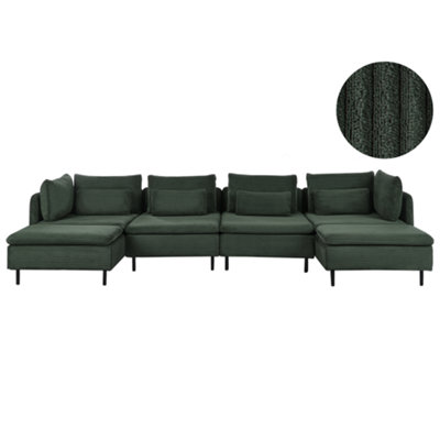 Beliani Modular U-Shape Sofa 4 Seater Egeris Dark Green Corduroy from B&Q