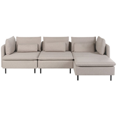 Beliani Modular Corner Sofa 3 Seater Egeris Fabric Beige Left Hand from B&Q