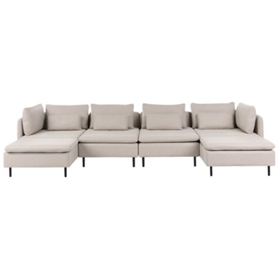 Beliani Modular U-Shape Sofa 4 Seater Egeris Beige Fabric from B&Q