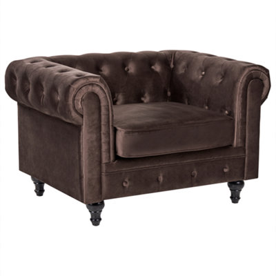 Beliani Armchair Chesterfield Velvet Dark Brown from B&Q