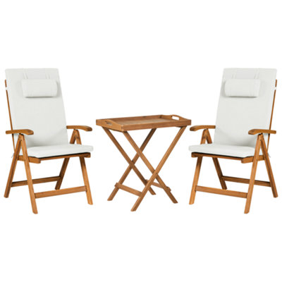 Beliani Bistro Set Java Premiuim Acacia Wood Off-White from B&Q