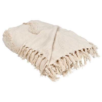 Beliani Blanket Khari Cotton 200 X 200 Cm Light Beige from B&Q