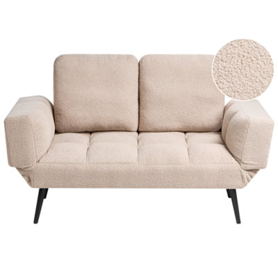 Beliani Sofa Bed 2 Seater Brekke Boucle Beige from B&Q