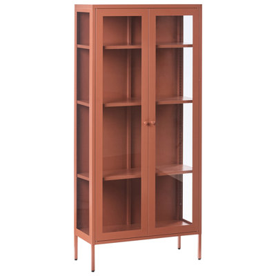 B&Q -  Glass Display Cabinet Harty Metal 80 Cm Golden Brown