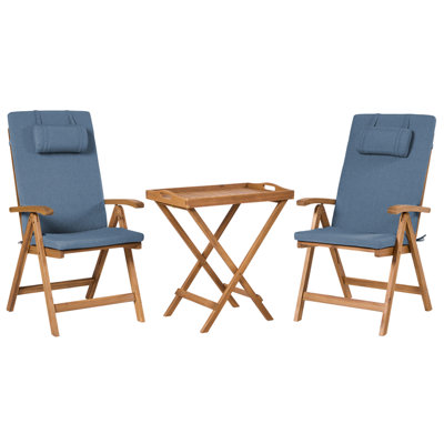 Beliani Bistro Set Java Premiuim Acacia Wood Blue from B&Q