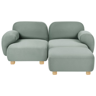 Beliani Modular Sofa 2 Seater Amli Fabric Light Green With Ottoman from B&Q