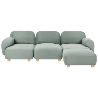 Beliani Modular Sofa 3 Seater Amli Fabric Light Green With Ottoman from B&Q