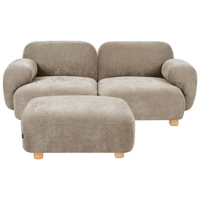 Beliani Modular Sofa 2 Seater Amli Fabric Beige With Ottoman from B&Q
