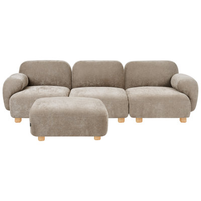 Beliani Modular Sofa 3 Seater Amli Fabric Beige With Ottoman from B&Q