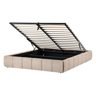 Beliani Ottoman Bed Without Headboard Genas Fabric Beige 140 X 200 Cm (Eu Double)