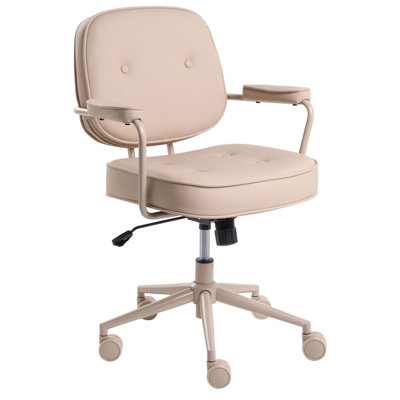 B&Q -  Desk Chair Paramus Faux Leather Sand Beige