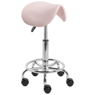 B&Q -  Saddle Stool Dumont Faux Leather Pastel Pink