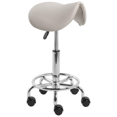 B&Q -  Saddle Stool Dumont Faux Leather Taupe