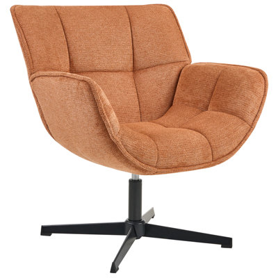 Beliani Swivel Armchair Auma Fabric Orange from B&Q