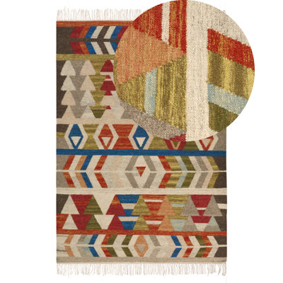 B&Q -  Rug Kaghsi Multicolour 140 X 200 Cm Wool Kilim