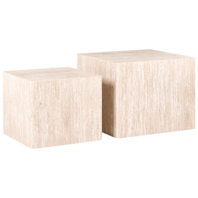 Beliani Set Of 2 Coffee Tables Tero Travertine Effect from B&Q