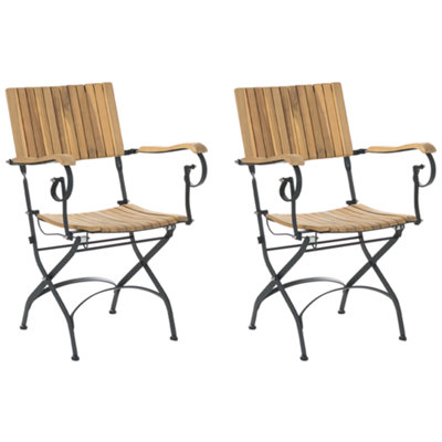 B&Q -  Set Of 2 Garden Chairs Lascari Acacia Wood Light Brown