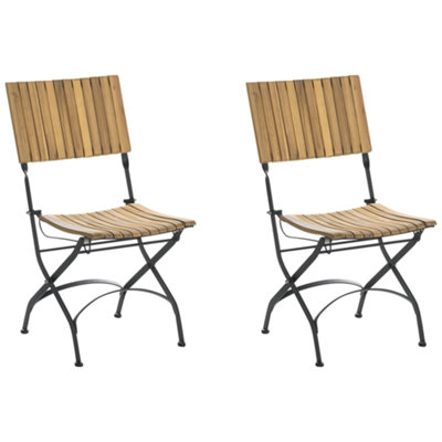 B&Q -  Set Of 2 Garden Chairs Lascari Armless Acacia Wood Light Brown