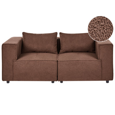 Beliani Modular Sofa 2 Seater Axebo Brown Boucle