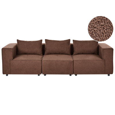 Beliani Modular Sofa 3 Seater Axebo Brown Boucle from B&Q