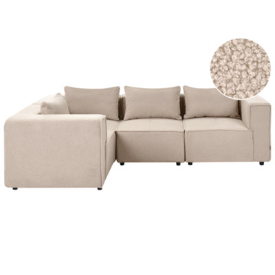 Beliani Modular Corner Sofa 4 Seater Axebo Right Hand Beige Boucle from B&Q