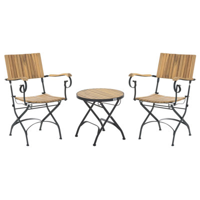 B&Q -  Bistro Set Folding Lascari Acacia Wood Light Brown