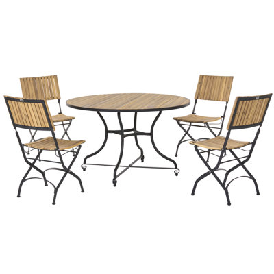 B&Q -  Garden Dining Set 4 Seater Lascari Light Brown Acacia Wood Folding