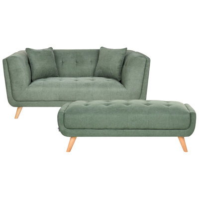 Beliani Sofa 2 Seater Habo Fabric Green With Ottoman from B&Q