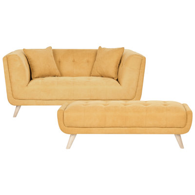 Beliani Sofa 2 Seater Habo Fabric Mustard With Ottoman from B&Q