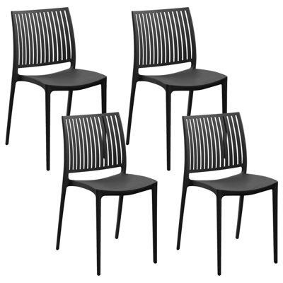 Beliani Set Of 4 Garden Chairs Illumani Black