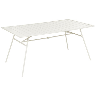 B&Q -  Garden Dining Table Terenzo 160 Cm 90 Cm Metal Light Beige