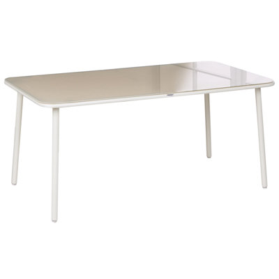 B&Q -  Garden Dining Table Caravino 160 Cm 90 Cm Metal Light Beige
