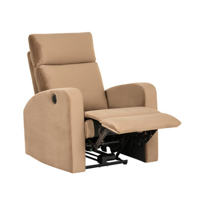 B&Q -  Electric Recliner Chair Verdal Velvet Light Brown