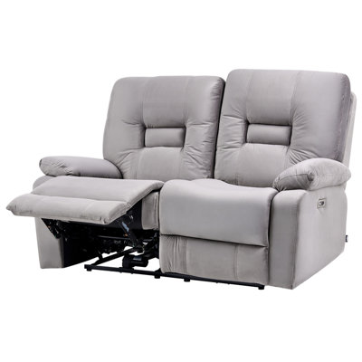 Beliani Electric Recliner Sofa 2 Seater Bergen Velvet Grey from B&Q
