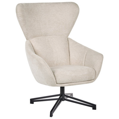 Beliani Swivel Armchair Dalen Fabric Light Beige from B&Q