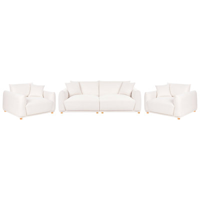 Beliani Living Room Set 5 Seater Jubek Fabric Off-White